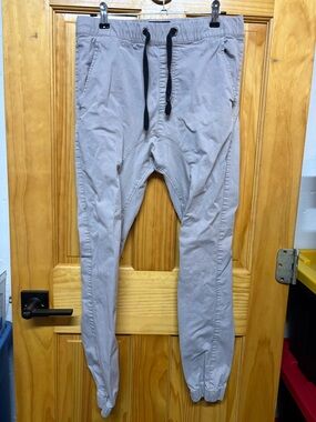 Cotton On Men's Light Gray Jogger Pants with Black Drawstring